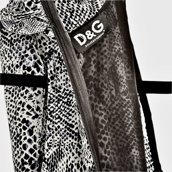 D&G by Dolce & Gabbana Flowy Python Print Chiffon Dress V-Neck Sleeveless Sz XS - Picture 8 of 12